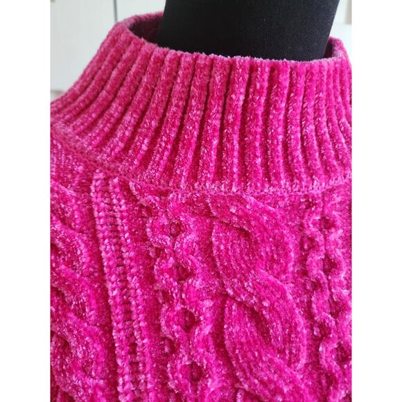 Rachel Zoe Crop Sweater Hot Pink Womens Size L - Picture 4 of 6